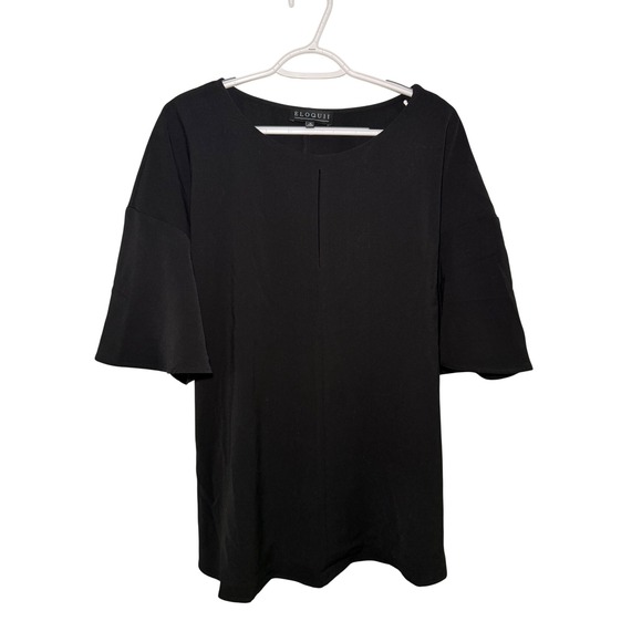Eloquii Tops - ELOQUII Black Bell Sleeve Tie Back Top Tunic Shirt Womens‎ 18 Career Minimalist